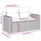 9-tlg. Garten-Sofagarnitur mit Kissen Hellgrau Poly Rattan