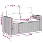 10-tlg. Garten-Sofagarnitur mit Kissen Schwarz Poly Rattan