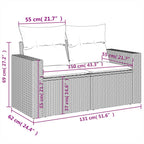 10-tlg. Garten-Sofagarnitur mit Kissen Grau Poly Rattan