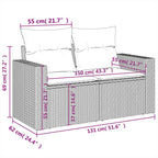 10-tlg. Garten-Sofagarnitur mit Kissen Grau Poly Rattan