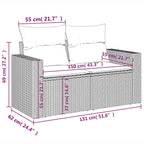 11-tlg. Garten-Sofagarnitur mit Kissen Hellgrau Poly Rattan