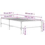 Bettgestell Schwarz 75x190 cm Holzwerkstoff und Metall