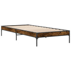 Bettgestell Räuchereiche 90x200 cm Holzwerkstoff und Metall