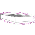 Bettgestell Braun Eichen-Optik 100x200 cm Holzwerkstoff Metall
