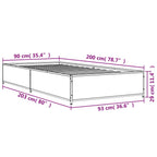 Bettgestell Schwarz 90x200 cm Holzwerkstoff und Metall