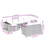 11-teiliges Gartensofa-Set mit Kissen, grau, Polyrattan