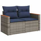 5-teiliges Gartensofa-Set mit Kissen, grau, Polyrattan