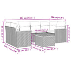 7-teiliges Gartensofa-Set mit Kissen, grau, Polyrattan