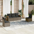 5-tlg. Garten-Sofagarnitur mit Kissen Grau Poly Rattan