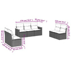 7-tlg. Garten-Sofagarnitur mit Kissen Schwarz Poly Rattan