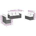 7-teiliges Gartensofa-Set mit Kissen, grau, Polyrattan