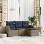 4-teiliges Gartensofa-Set mit Kissen, grau, Polyrattan