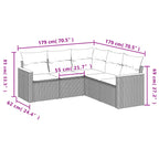 5-teiliges Gartensofa-Set mit Kissen, schwarzes Polyrattan