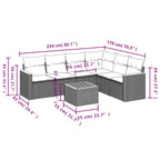 7-teiliges Gartensofa-Set mit Kissen, grau, Polyrattan
