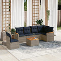 7-teiliges Gartensofa-Set mit Kissen, grau, Polyrattan