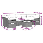 8-tlg. Garten-Sofagarnitur mit Kissen Schwarz Poly Rattan