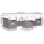 8-tlg. Garten-Sofagarnitur mit Kissen Grau Poly Rattan