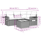 5-tlg. Garten-Sofagarnitur mit Kissen Schwarz Poly Rattan
