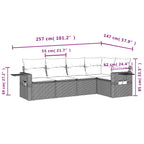 5-tlg. Garten-Sofagarnitur mit Kissen Schwarz Poly Rattan