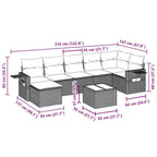 8-tlg. Garten-Sofagarnitur mit Kissen Schwarz Poly Rattan