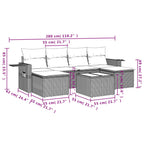 7-tlg. Garten-Sofagarnitur mit Kissen Braun Poly Rattan