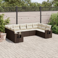 9-tlg. Garten-Sofagarnitur mit Kissen Braun Poly Rattan