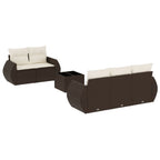 6-tlg. Garten-Sofagarnitur mit Kissen Braun Poly Rattan