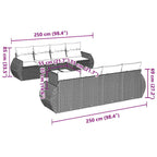 9-tlg. Garten-Sofagarnitur mit Kissen Schwarz Poly Rattan