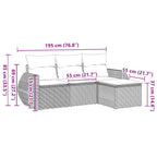 4-tlg. Garten-Sofagarnitur mit Kissen Schwarz Poly Rattan