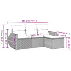 4-tlg. Garten-Sofagarnitur mit Kissen Grau Poly Rattan