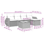 6-tlg. Garten-Sofagarnitur mit Kissen Grau Poly Rattan