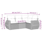 4-tlg. Garten-Sofagarnitur mit Kissen Schwarz Poly Rattan