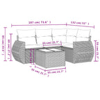 5-tlg. Garten-Sofagarnitur mit Kissen Braun Poly Rattan