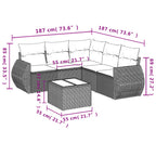 6-tlg. Garten-Sofagarnitur mit Kissen Hellgrau Poly Rattan