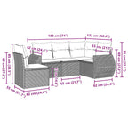 5-tlg. Garten-Sofagarnitur mit Kissen Hellgrau Poly Rattan