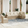 6-tlg. Garten-Sofagarnitur mit Kissen Beige Poly Rattan