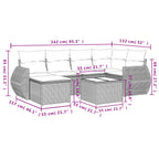 7-tlg. Garten-Sofagarnitur mit Kissen Beige Poly Rattan