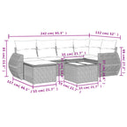 7-tlg. Garten-Sofagarnitur mit Kissen Hellgrau Poly Rattan