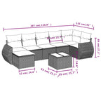 8-tlg. Garten-Sofagarnitur mit Kissen Beige Poly Rattan