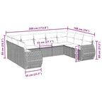 9-tlg. Garten-Sofagarnitur mit Kissen Schwarz Poly Rattan