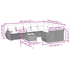 10-tlg. Garten-Sofagarnitur mit Kissen Schwarz Poly Rattan