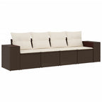 4-tlg. Garten-Sofagarnitur mit Kissen Braun Poly Rattan
