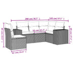 5-tlg. Garten-Sofagarnitur mit Kissen Schwarz Poly Rattan
