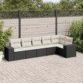 6-tlg. Garten-Sofagarnitur mit Kissen Schwarz Poly Rattan