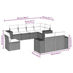 8-tlg. Garten-Sofagarnitur mit Kissen Schwarz Poly Rattan