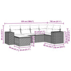 6-tlg. Garten-Sofagarnitur mit Kissen Hellgrau Poly Rattan