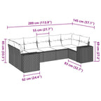 7-tlg. Garten-Sofagarnitur mit Kissen Beige Poly Rattan