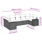 7-tlg. Garten-Sofagarnitur mit Kissen Grau Poly Rattan