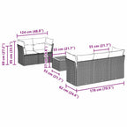 6-tlg. Garten-Sofagarnitur mit Kissen Schwarz Poly Rattan