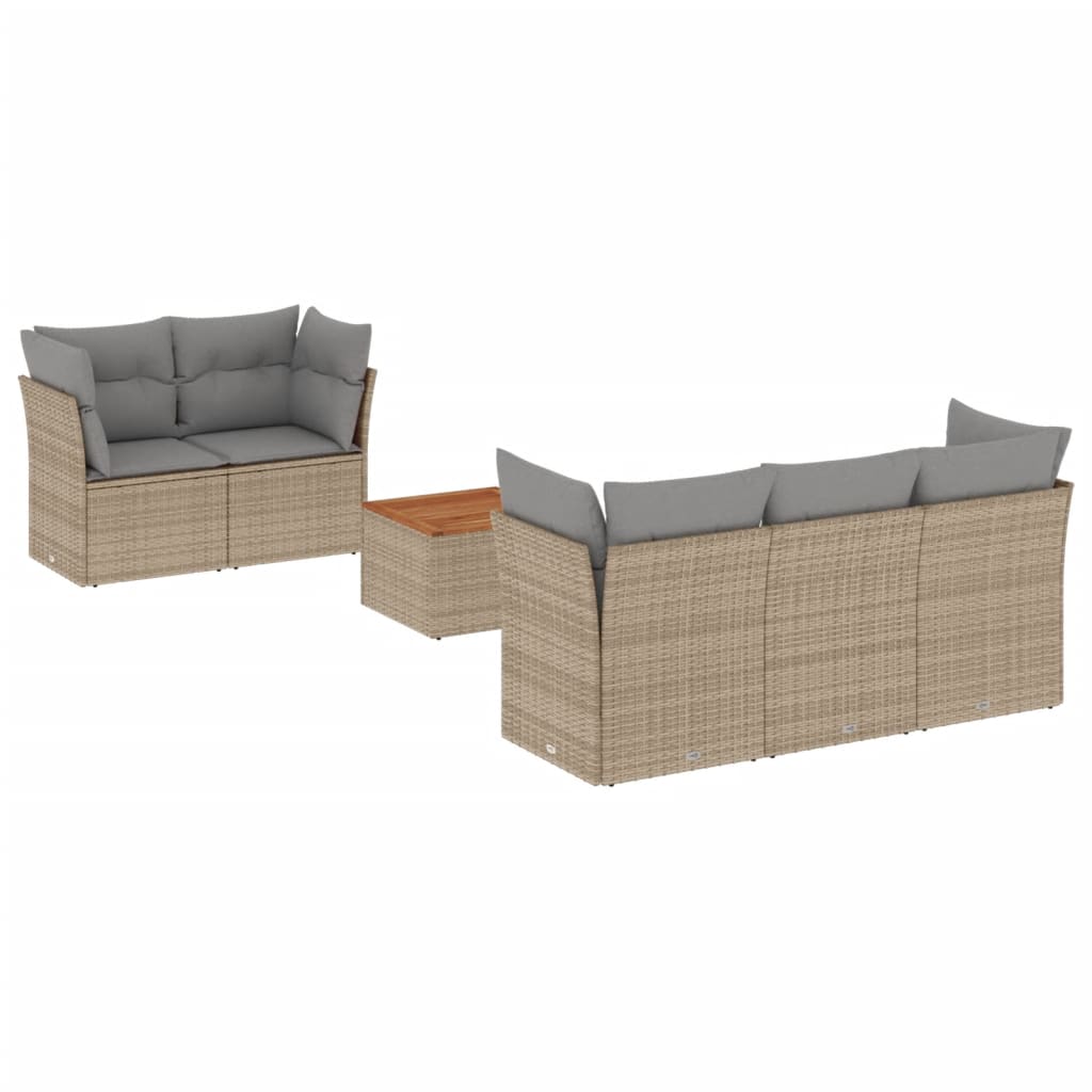 6-tlg. Garten-Sofagarnitur mit Kissen Beigemischung Poly Rattan
